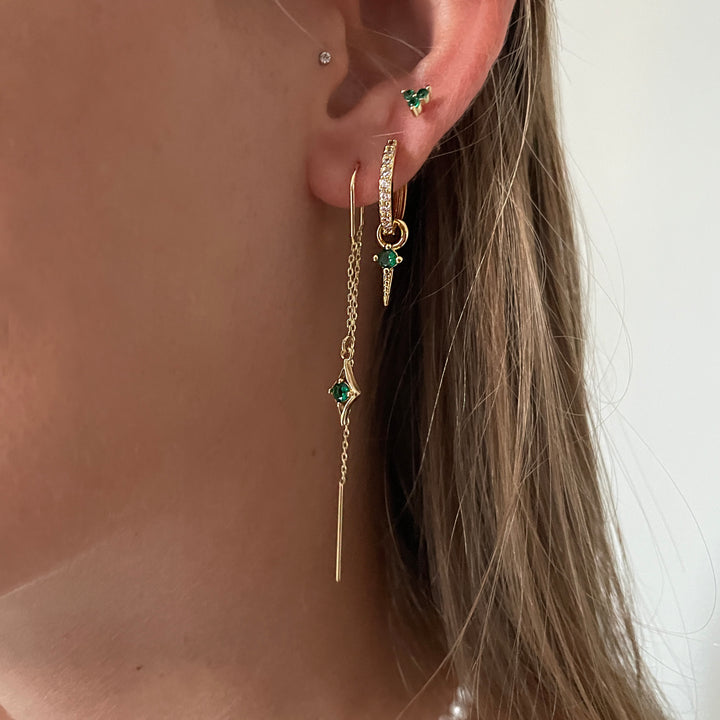 סט עגילי זהב זירקון ירוק - רייה