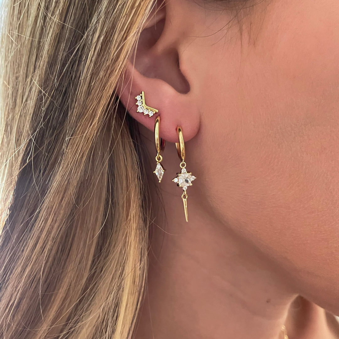 סט עגילי  זהב  - שהם