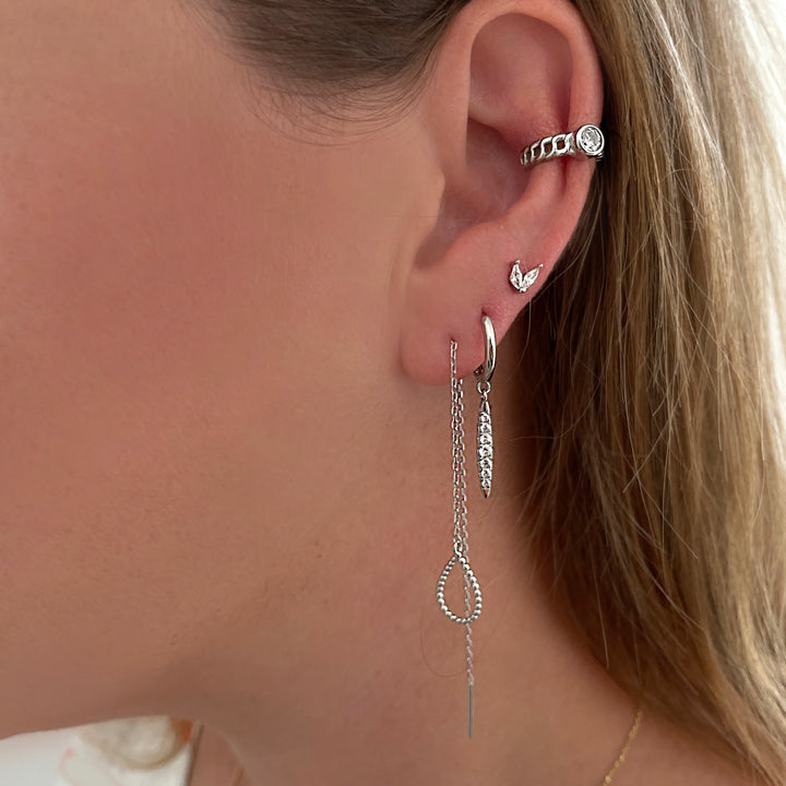 עגילי שרשרת כסף  טיפה- דניר