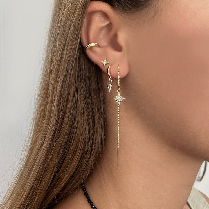 סט עגילי זהב כוכב צפון - נגה