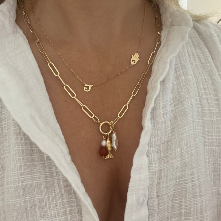 שרשרת זהב פנינים וצארמים - לוסייה