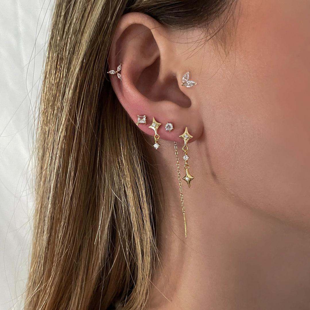 סט 4 עגילי זהב  מדורג- קורי