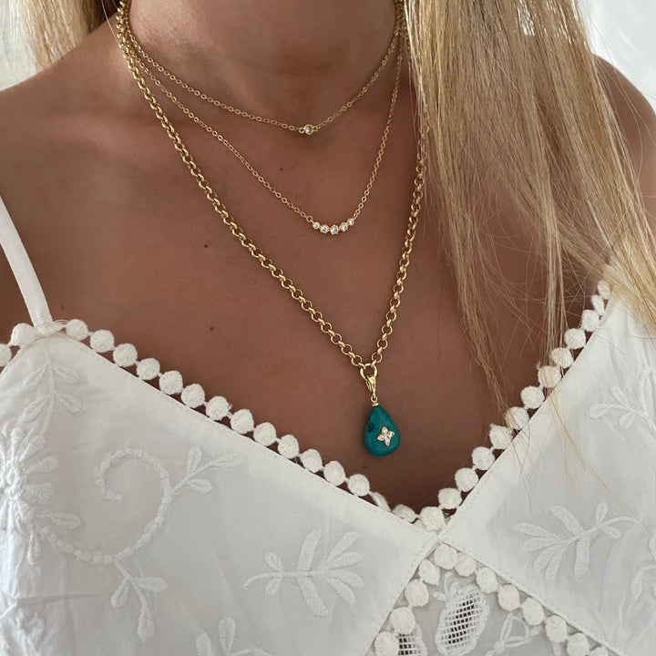 שרשרת זהב תליון טורקיז - טורקיז