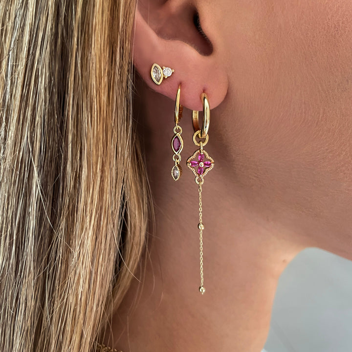 סט עגילי זהב זירקון רובי-דאנס