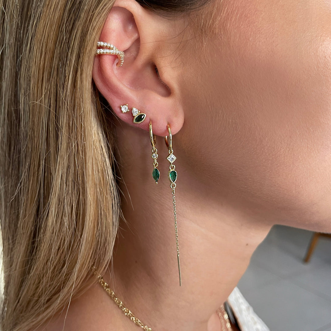 סט עגילי זהב זירקון אמרלד- נור