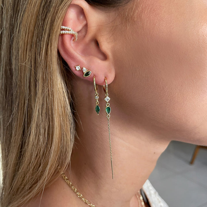 סט עגילי זהב זירקון אמרלד- נור