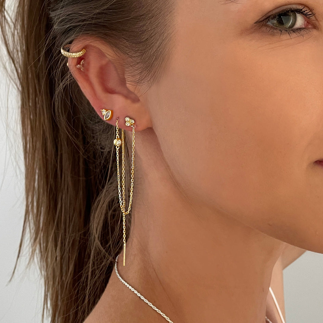 עגילי זירקון ושרשרת זהב  - קווין