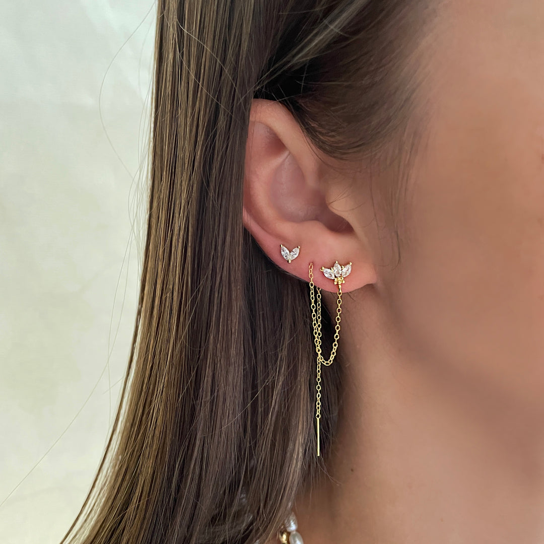 עגילי שרשרת לוטוס  -שליו