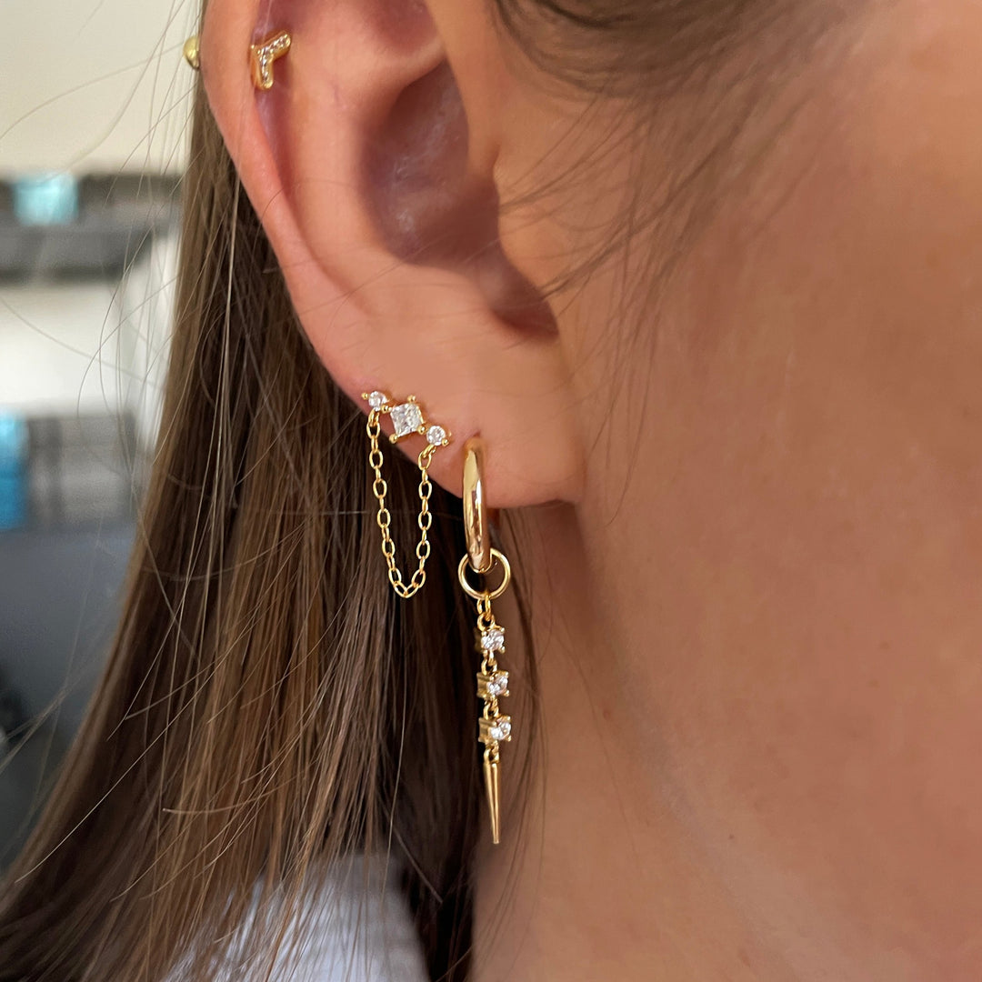 עגיל זהב שרשרת - בילי