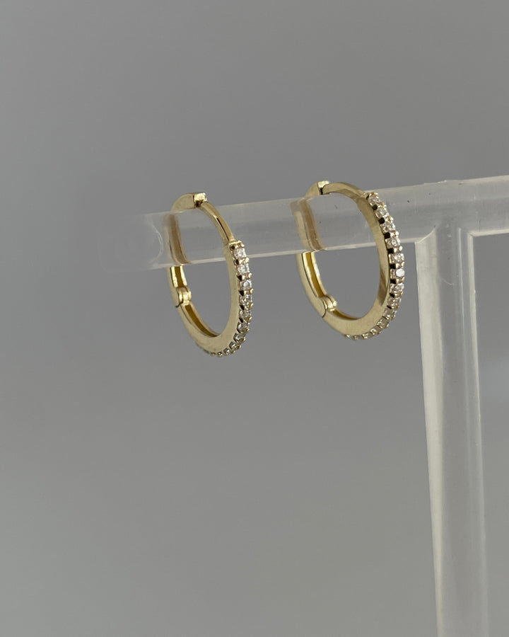 עגילי חישוק משובץ 14 קארט - פולי