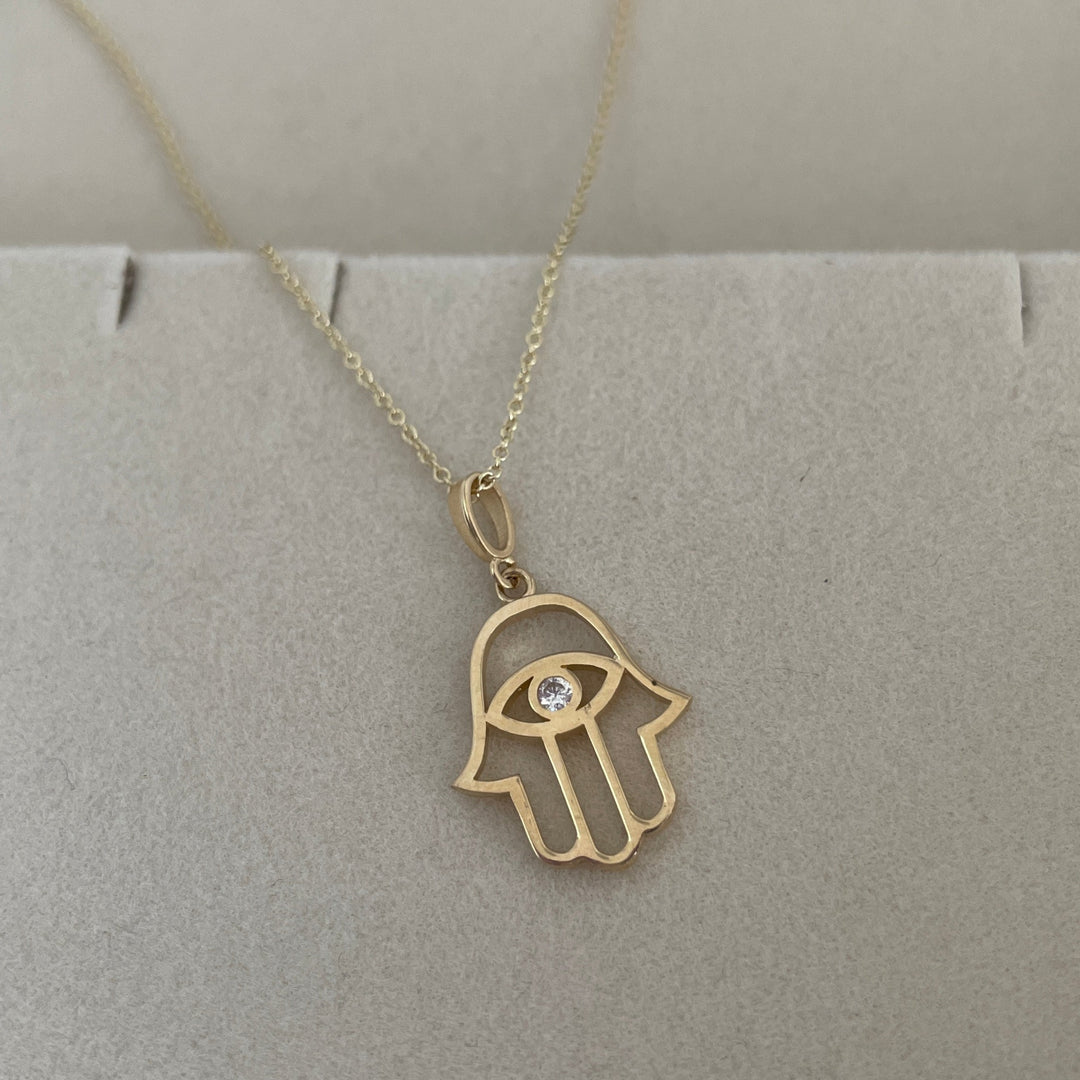 שרשרת חמסה עין 14 קארט - יובל