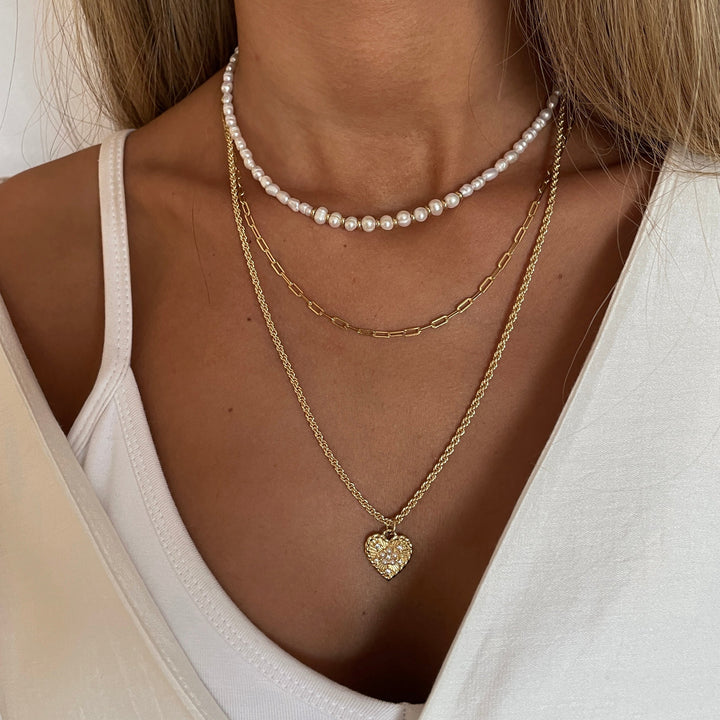 שרשרת זהב תליון לב - עלמה