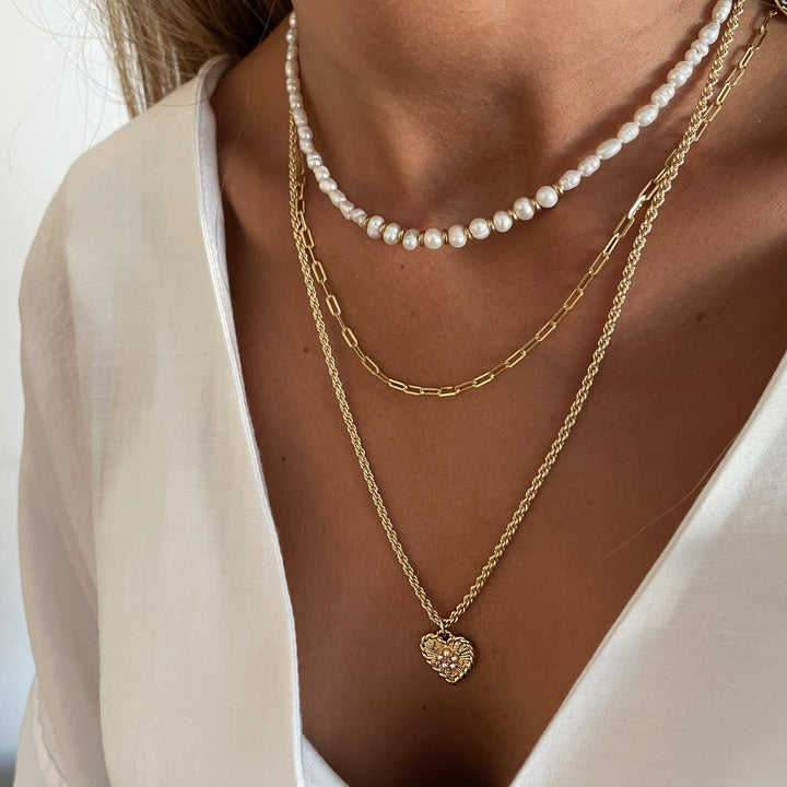 שרשרת זהב תליון לב - עלמה