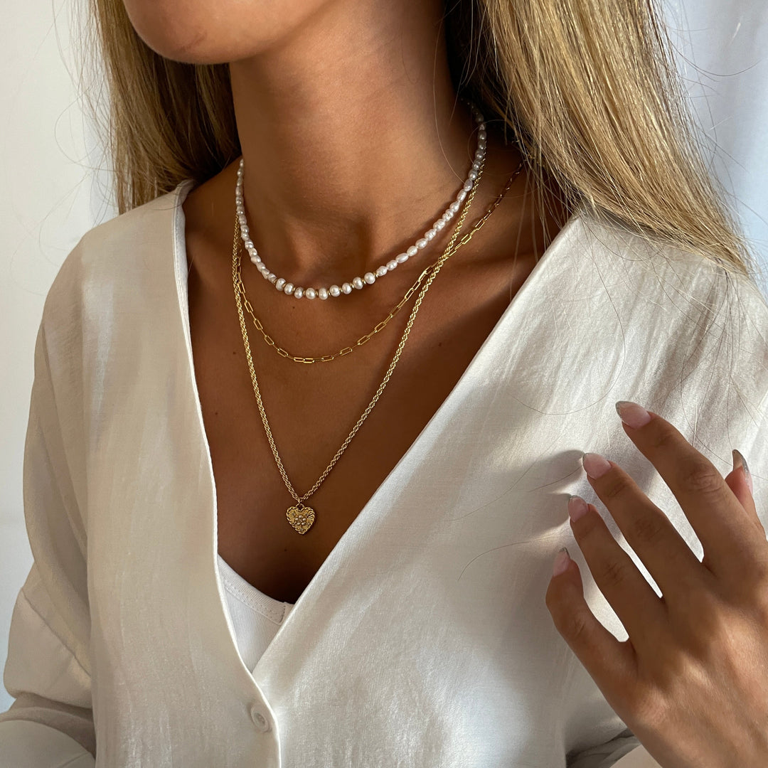 שרשרת זהב תליון לב - עלמה