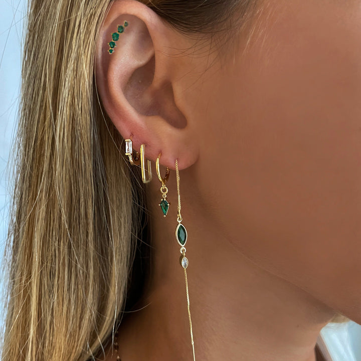 סט עגילי זהב זירקונים ירוקים  - סול