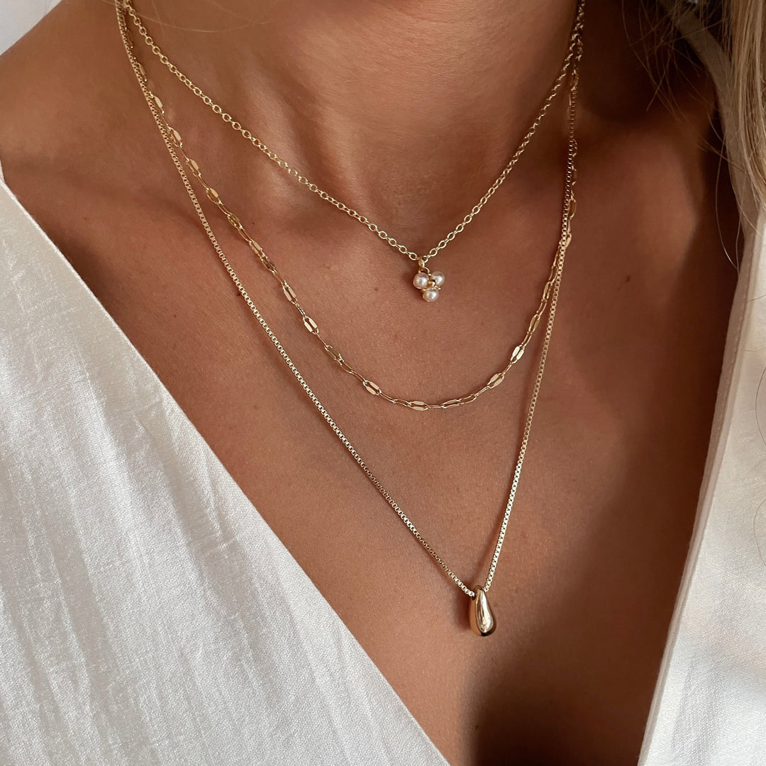 שרשרת זהב ארוכה תליון טיפה - מרסיי