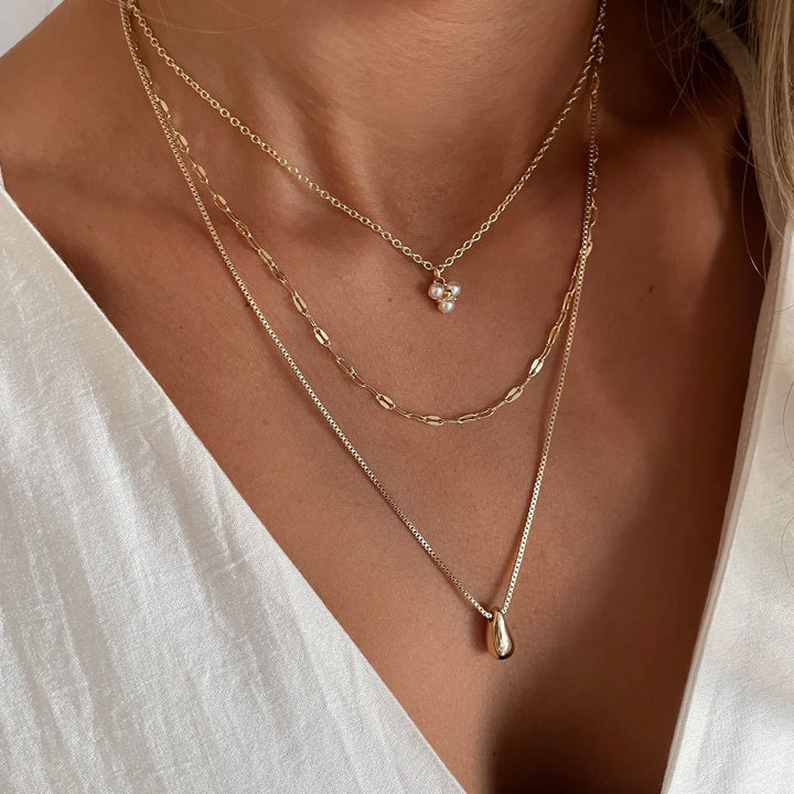 שרשרת זהב ארוכה תליון טיפה - מרסיי