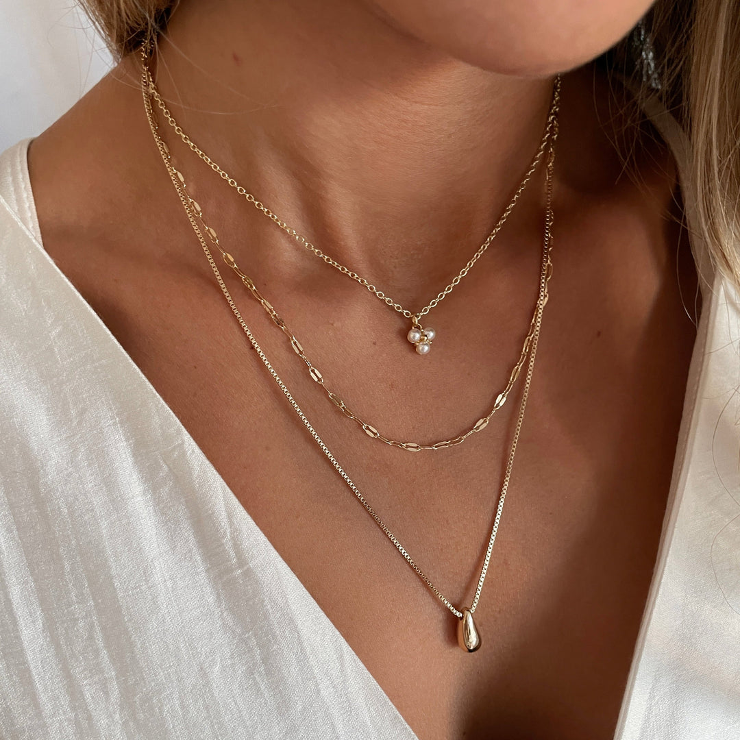 שרשרת זהב ארוכה תליון טיפה - מרסיי