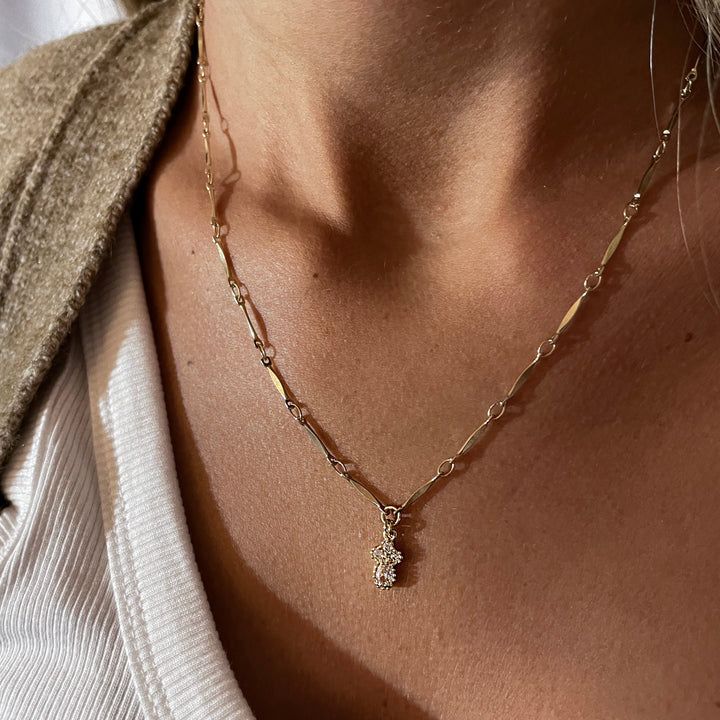 שרשרת זהב תליון זירקון טיפה - טרינה