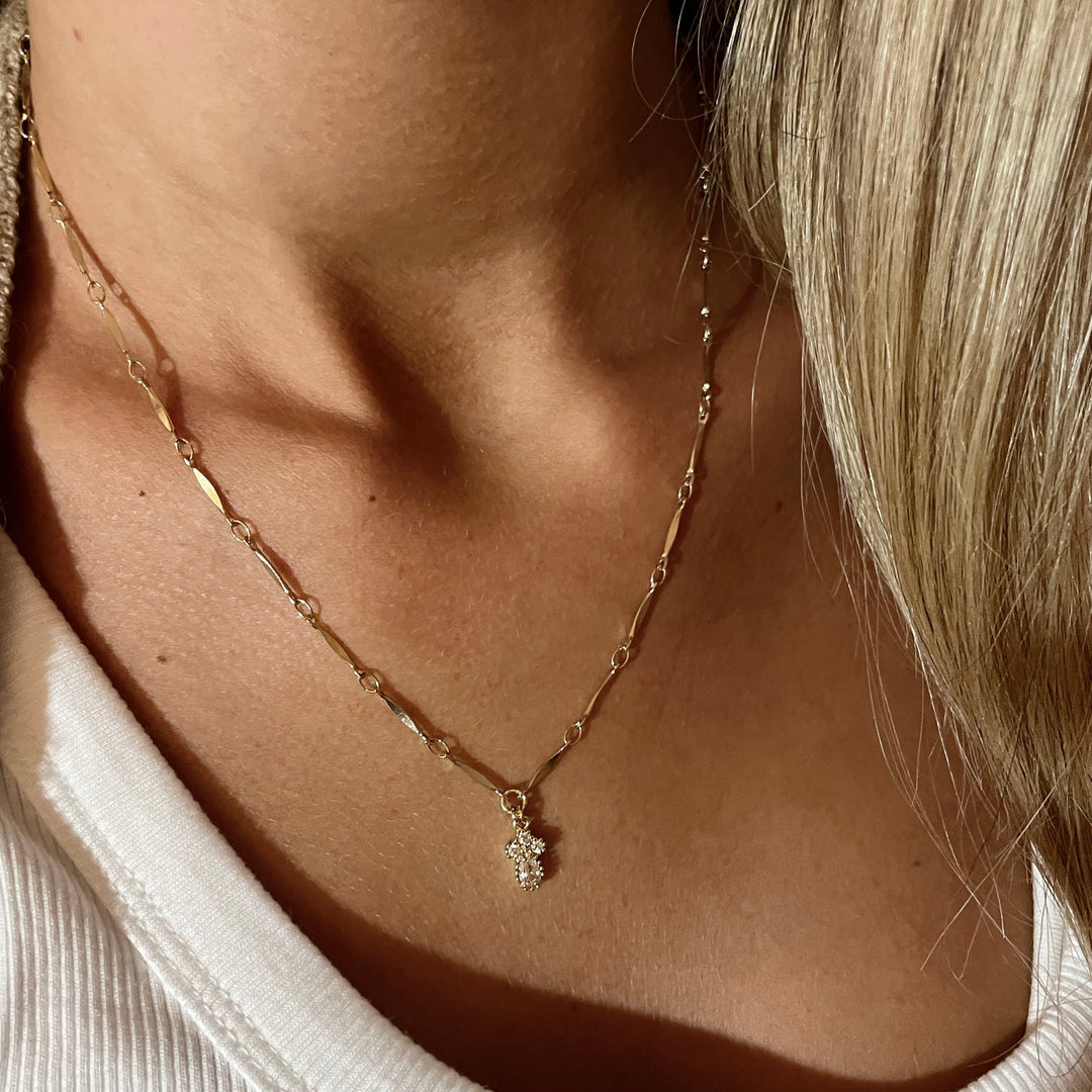 שרשרת זהב תליון זירקון טיפה - טרינה