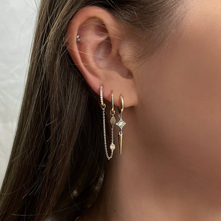 עגילי חישוק ומעויין 14 קארט- נלה