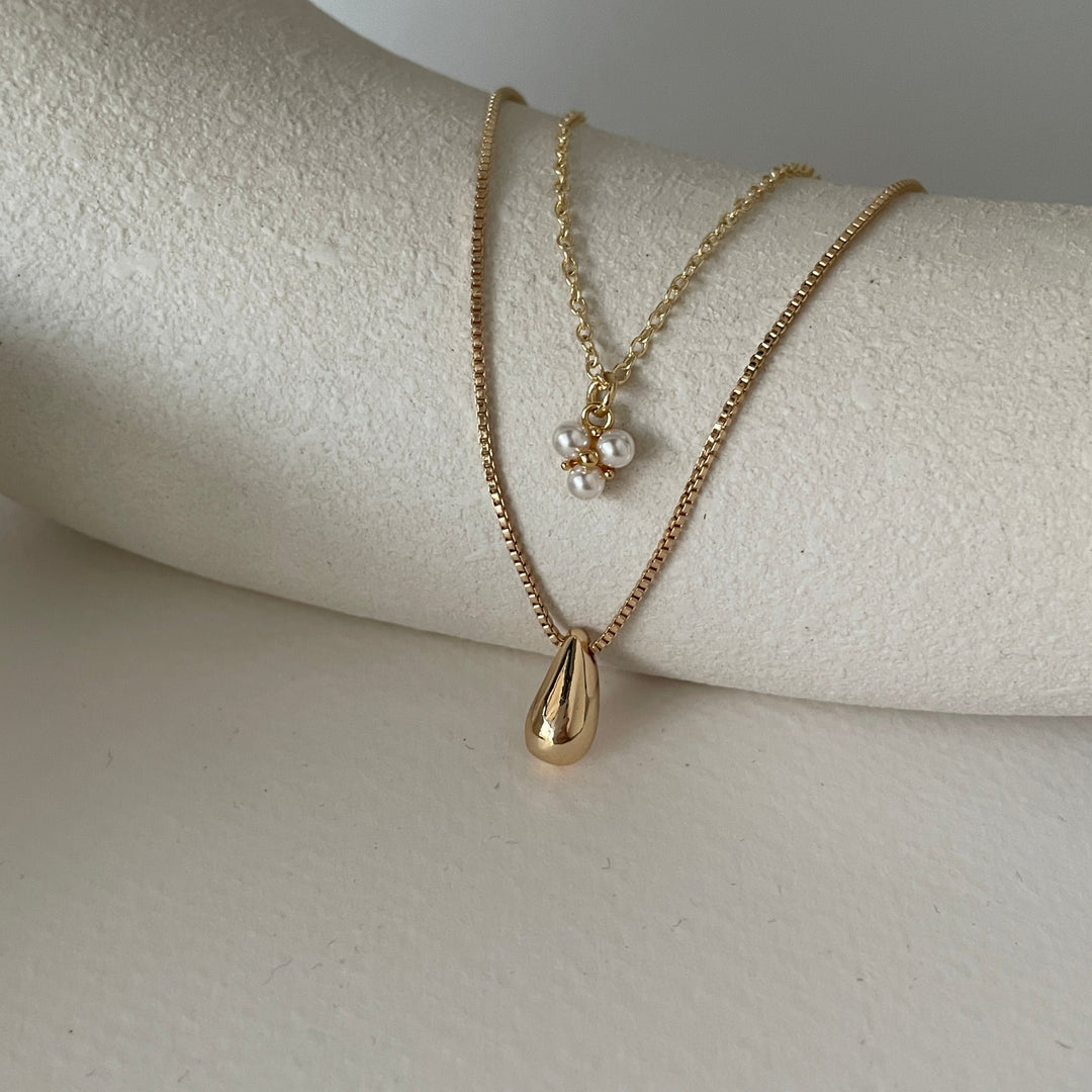 שרשרת זהב ארוכה תליון טיפה - מרסיי