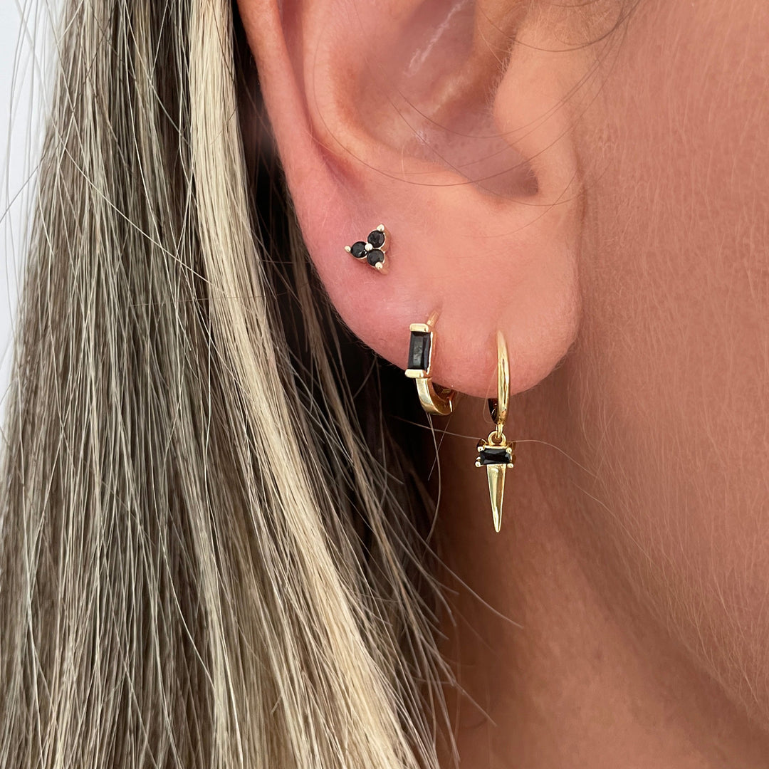 סט עגילי זהב זירקון שחור - דרים