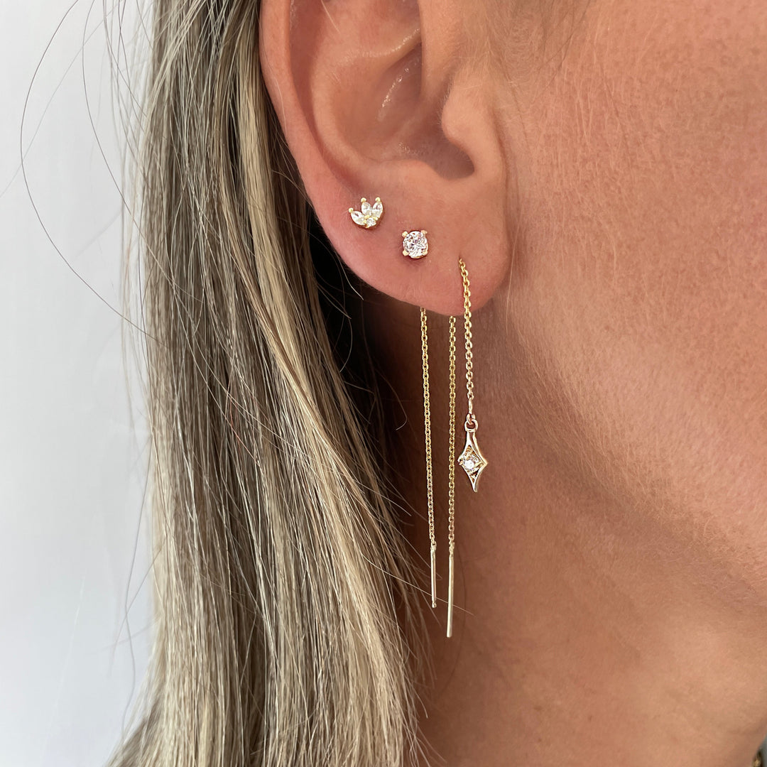 עגילי שרשרת וזירקון 14 קארט- קייה