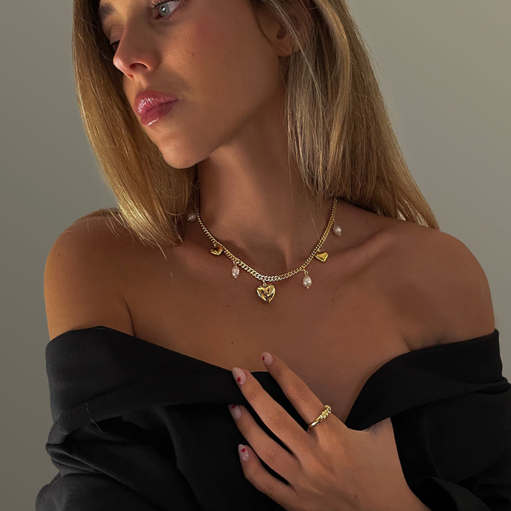 שרשרת צ'ארמס לבבות זהב - דומיל