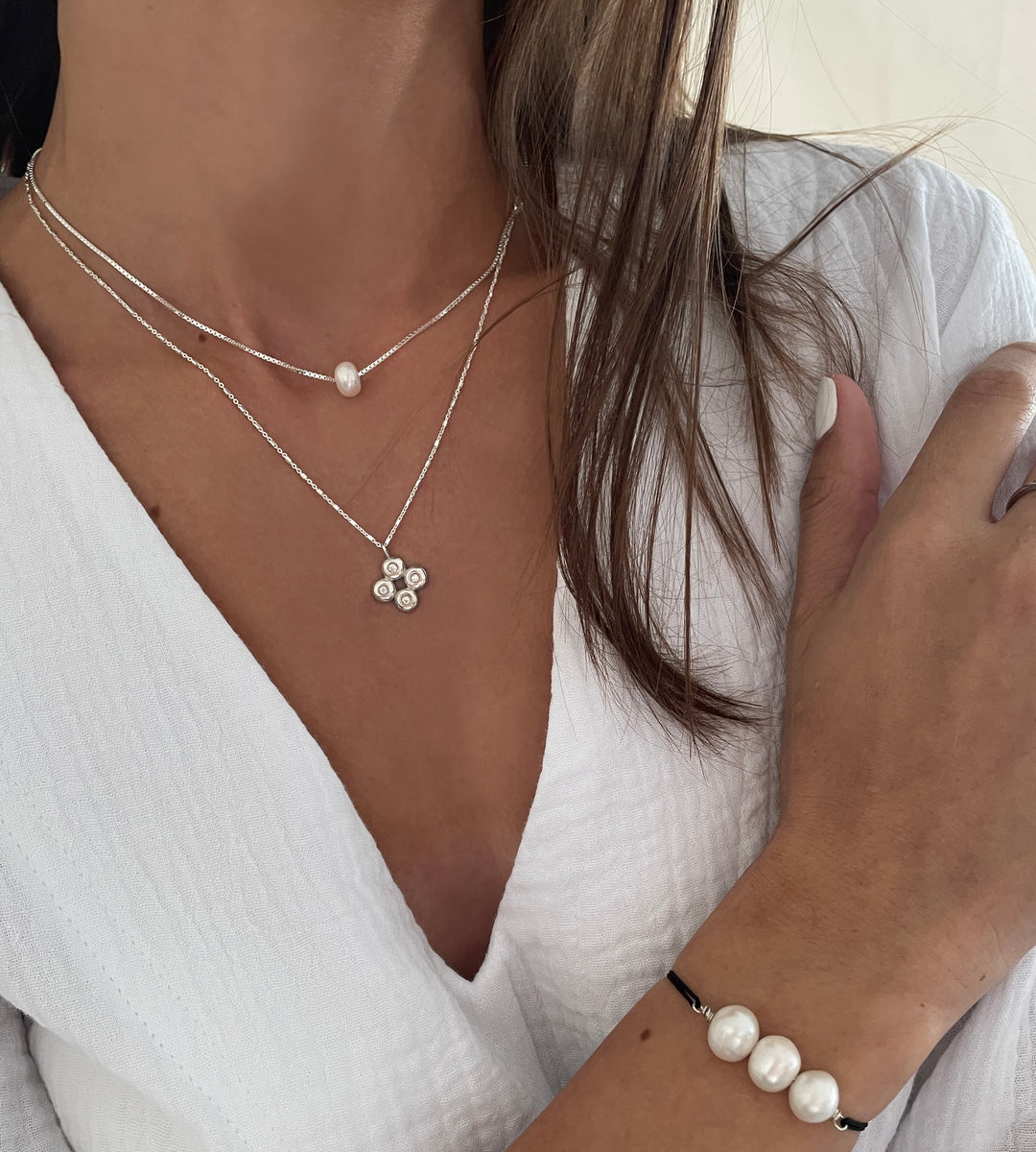 שרשרת כסף תליון תלתן - קיאן