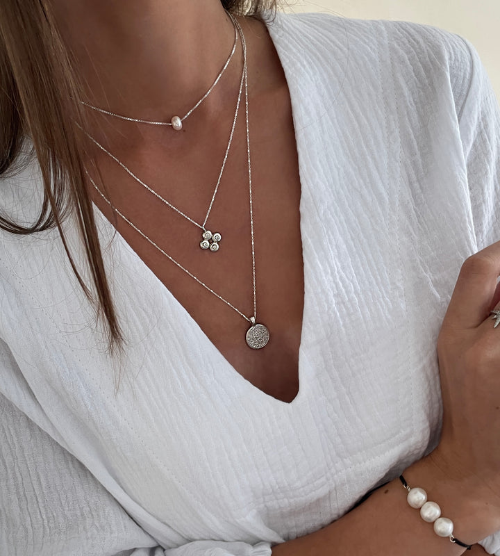 שרשרת כסף תליון תלתן - קיאן