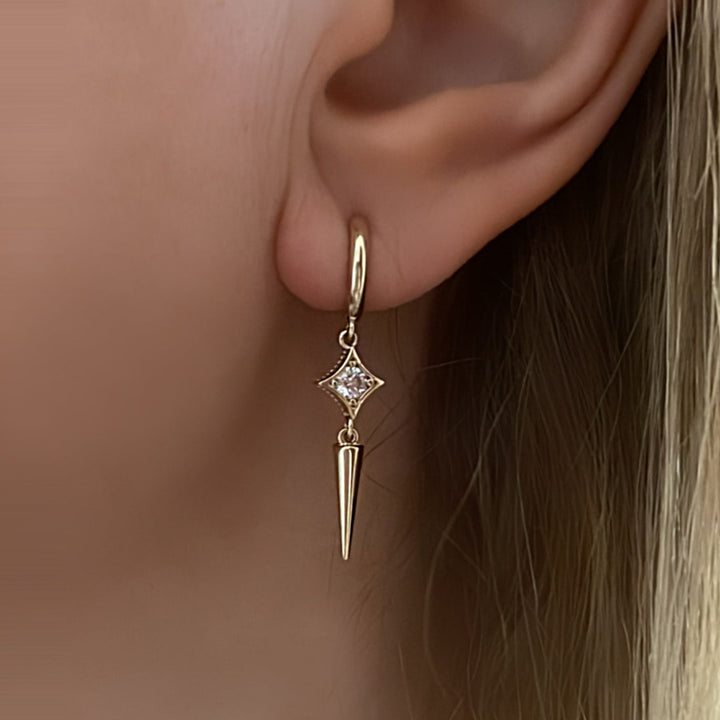 עגילי חישוק ומעויין 14 קארט- נלה