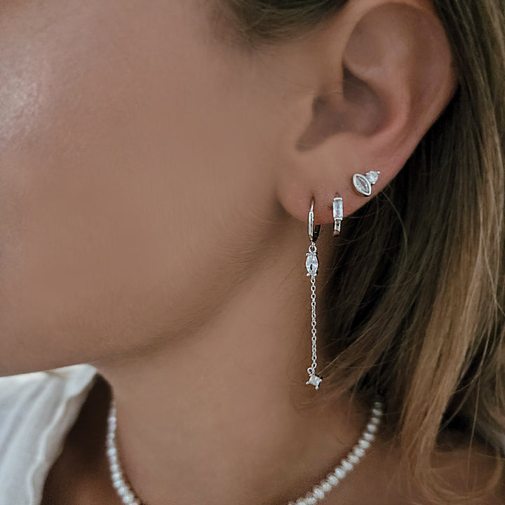 עגילי חישוק כסף שרשרת - ג'יג'י