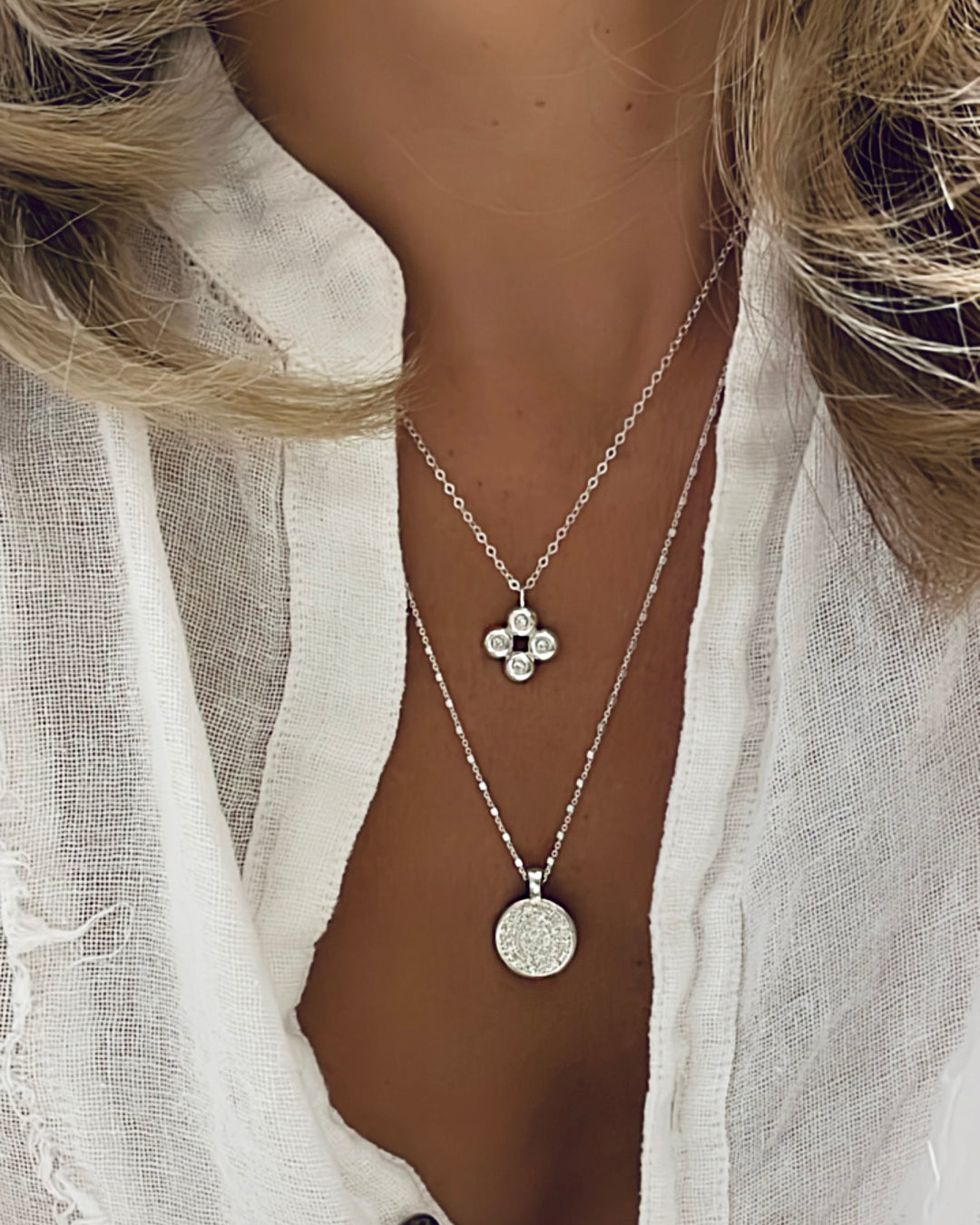 שרשרת כסף תליון תלתן - קיאן