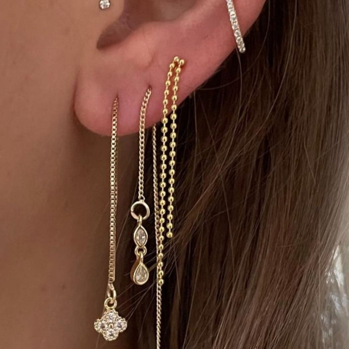 עגילי שרשרת דיסקית זהב  - איב