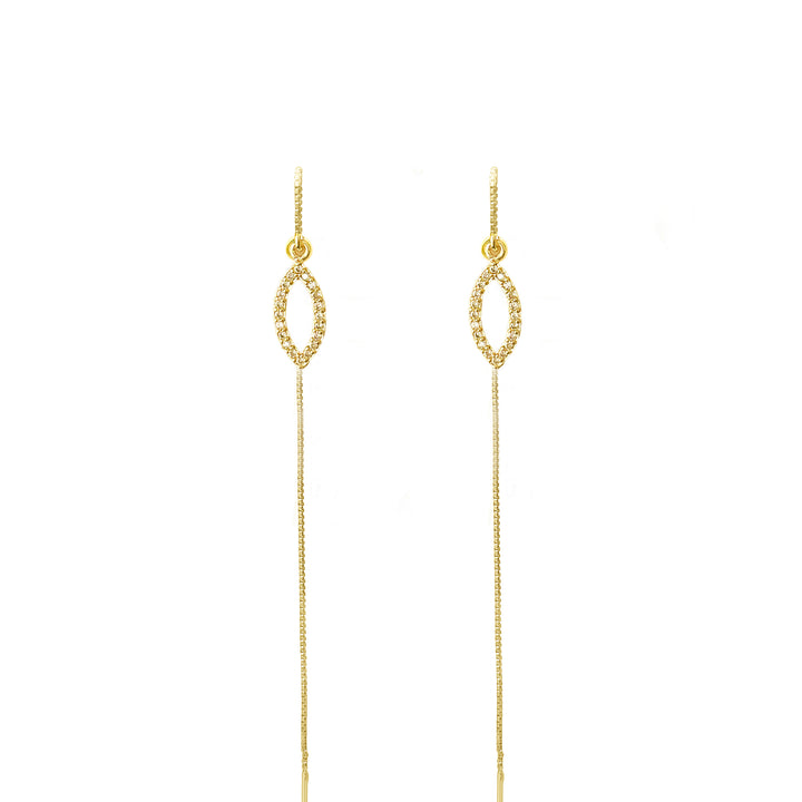 עגילי שרשרת זהב טיפה - דניר