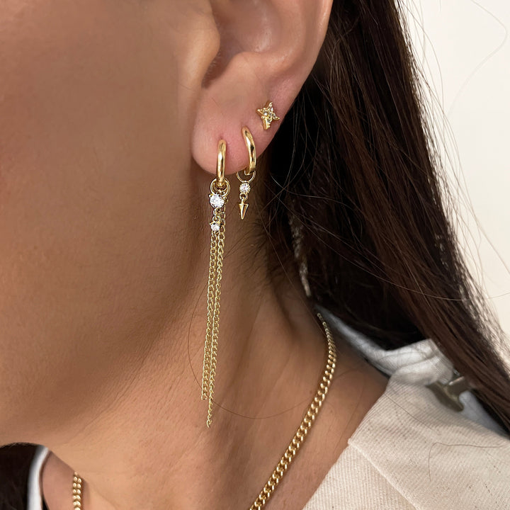 סט עגילי שרשרת זהב  - סלינה