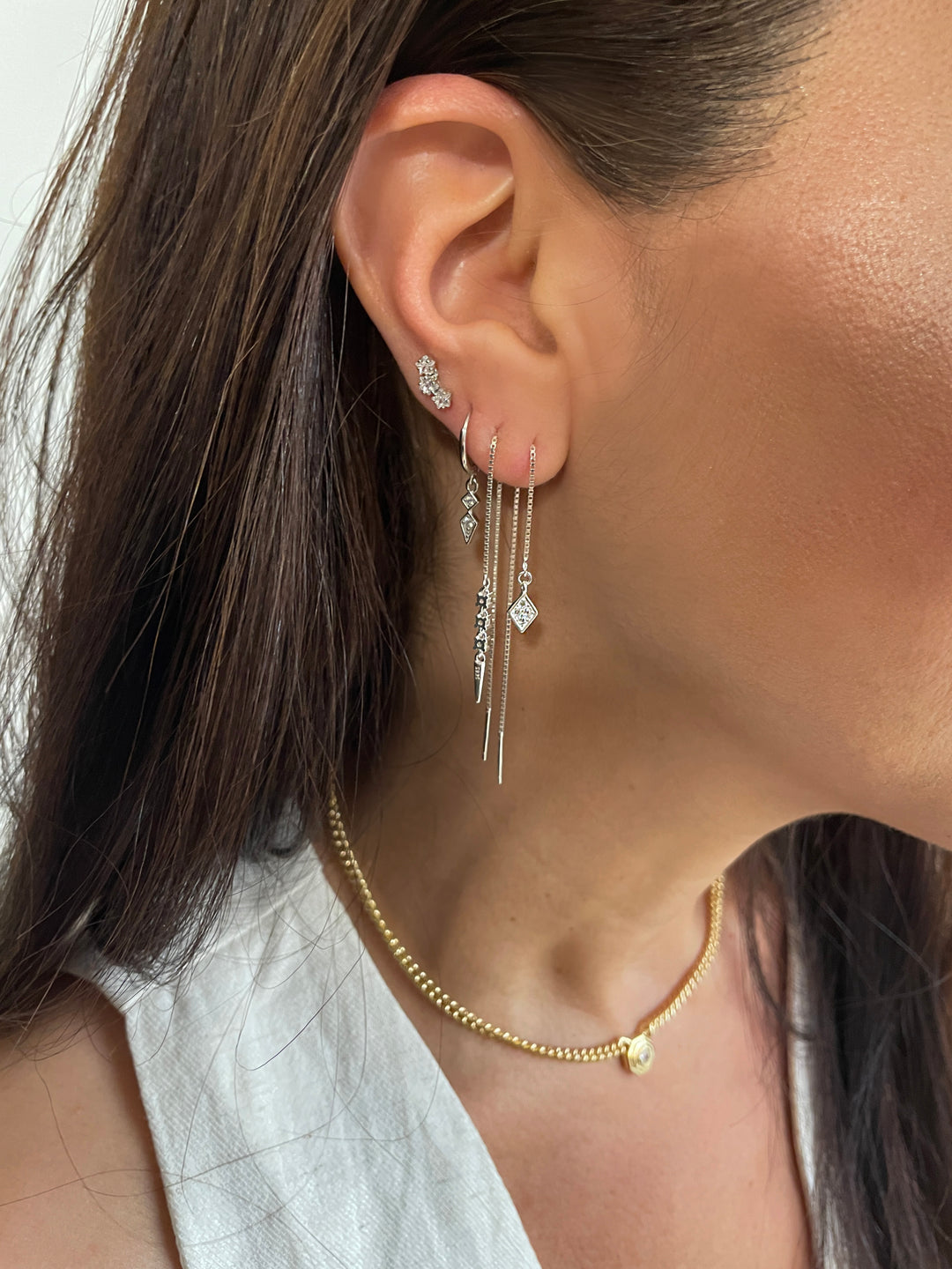 עגילי זהב וכסף צמודים - סלסט