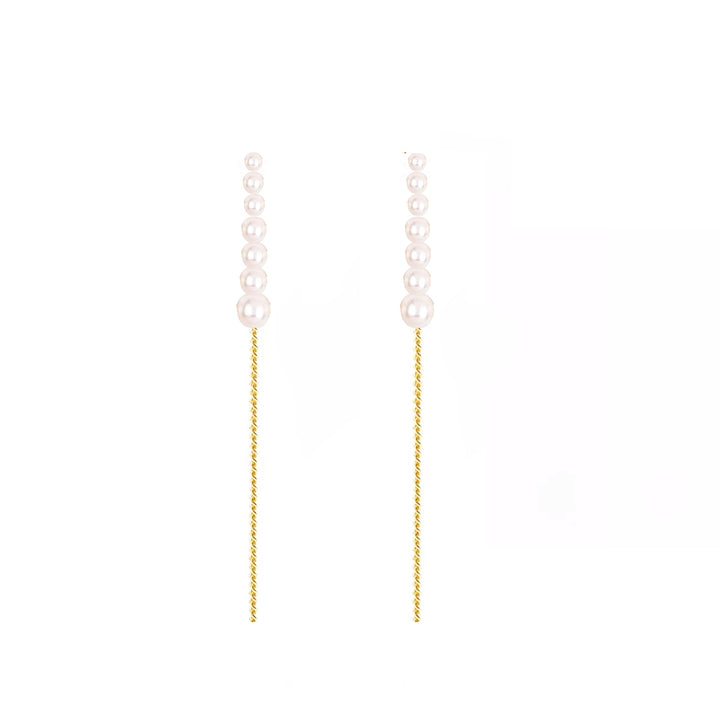 עגילי זהב שרשרת פנינים - קשי