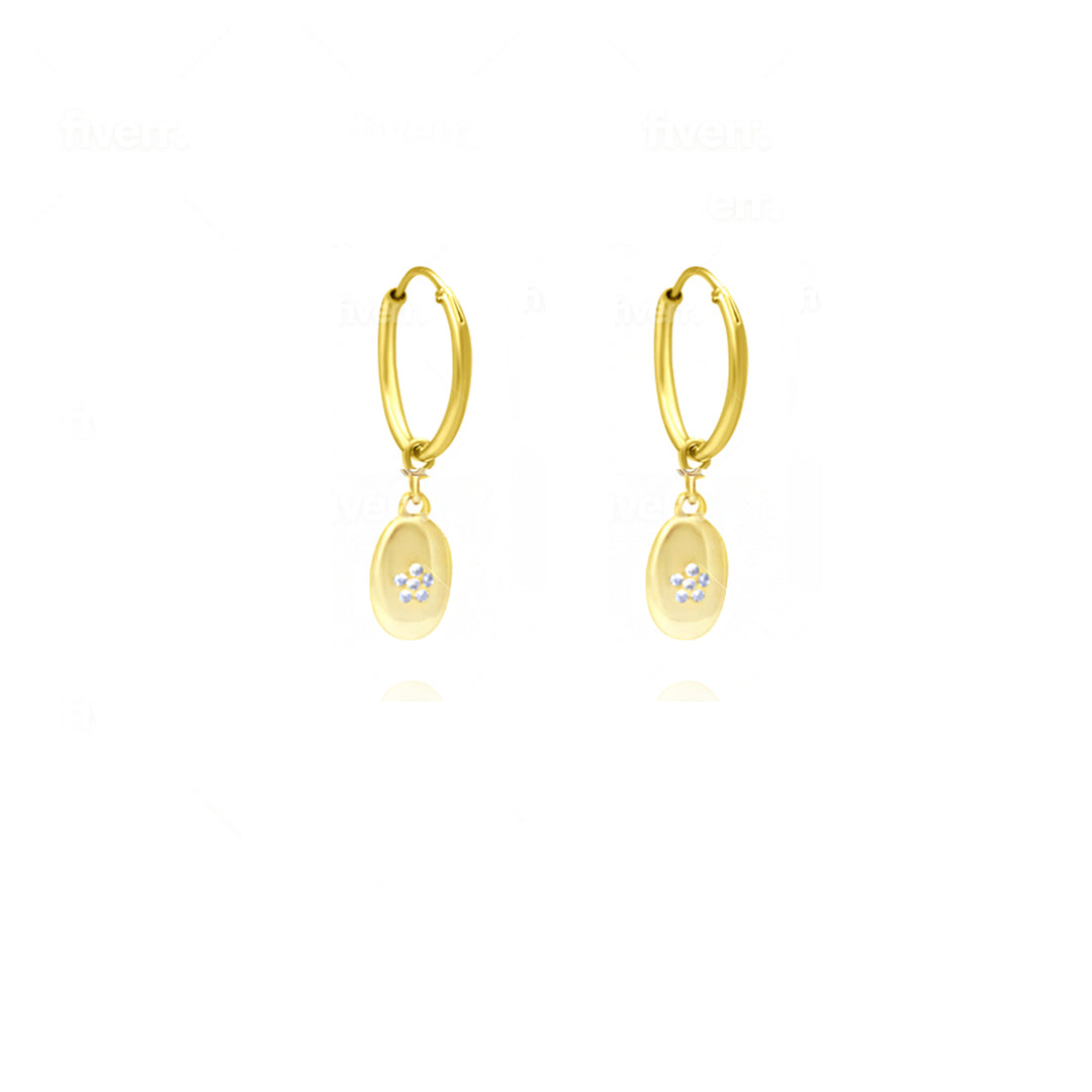 עגילי חישוק זהב -אדווה