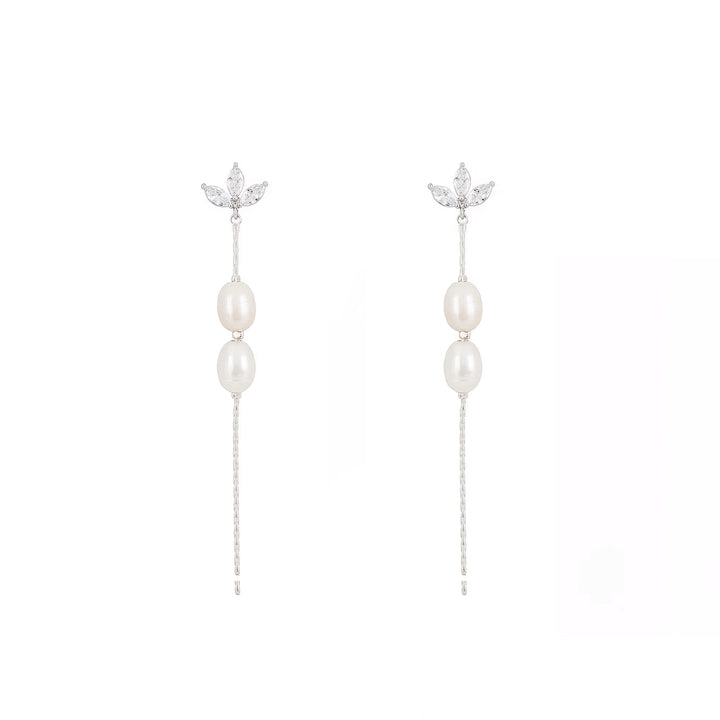 עגילים לוטוס צמודים כסף פנינים - פלייר