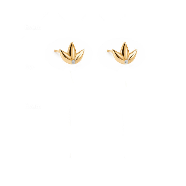 עגילי זהב לוטוס -  פלור