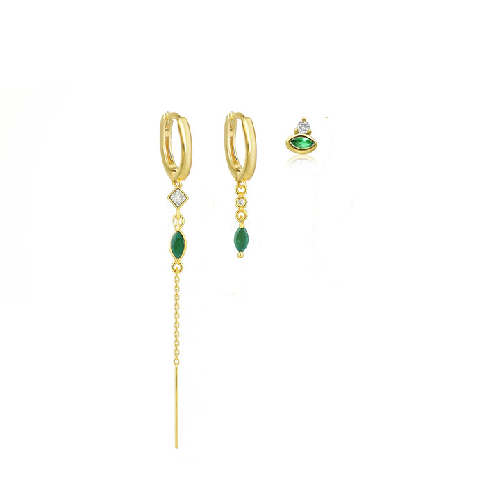 סט עגילי זהב זירקון אמרלד- נור