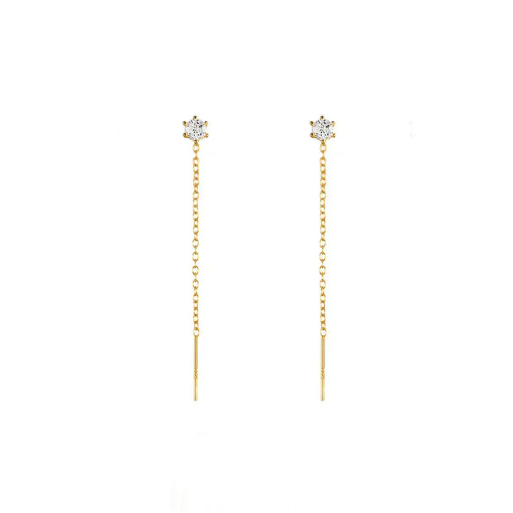 עגילי שרשרת וזירקון 14 קארט- קייה