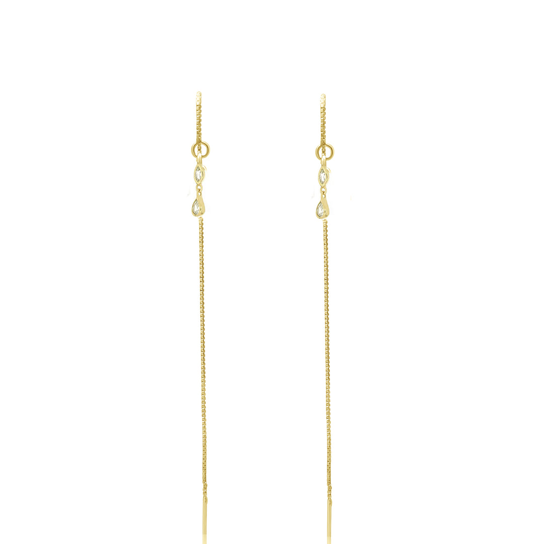 עגילי שרשרת זהב טיפה - טורי