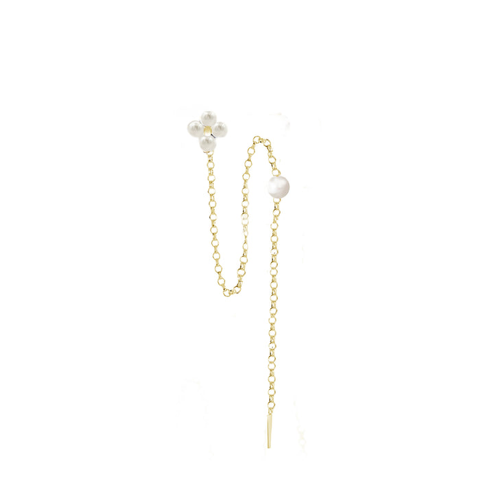 עגיל זירקון פנינה  ושרשרת זהב  - התר