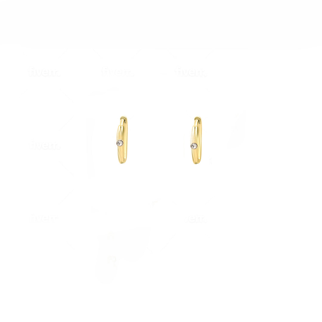 עגילי חישוק זירקון זהב - שינה