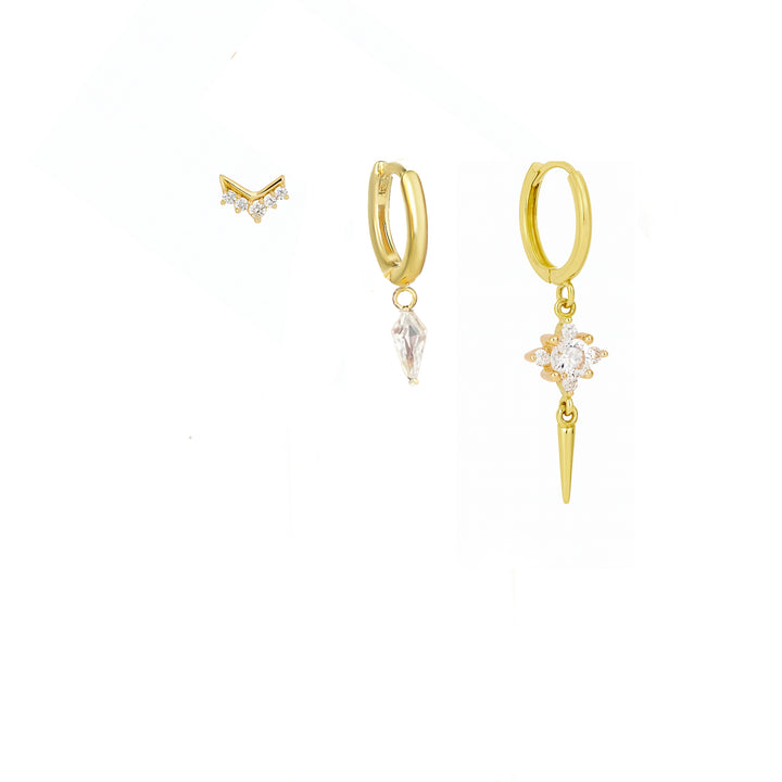 סט עגילי  זהב  - שהם