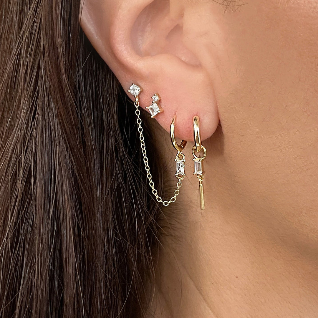 סט עגילי שרשרת זהב  - מיסטי