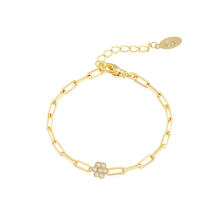 צמיד סיכות זהב ופרח פנינה - יהלי